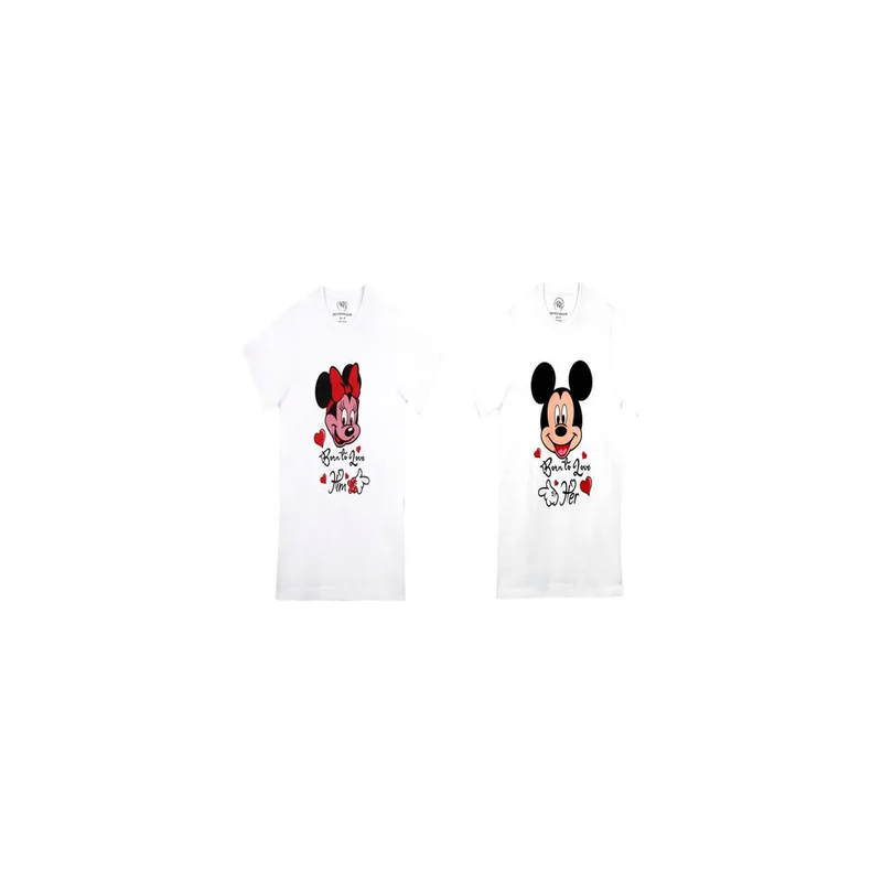 2-Piece Couple T-Shirt Set White