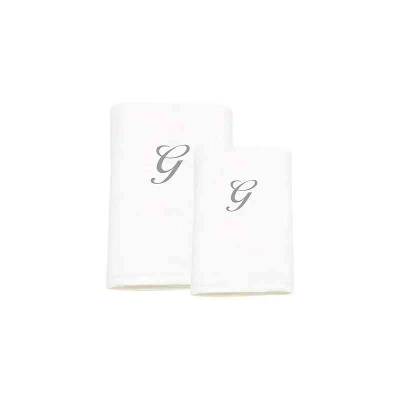 2-Piece Letter G Embroidery Cotton Bath And Hand Towel White 70x140cm