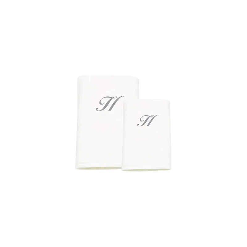 2-Piece Letter H Embroidery Cotton Bath And Hand Towel White 70x140cm