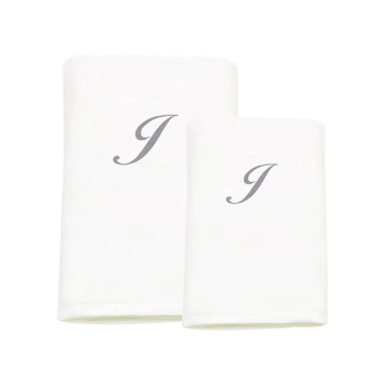 2-Piece Letter I Embroidery Cotton Bath And Hand Towel White 70x140cm