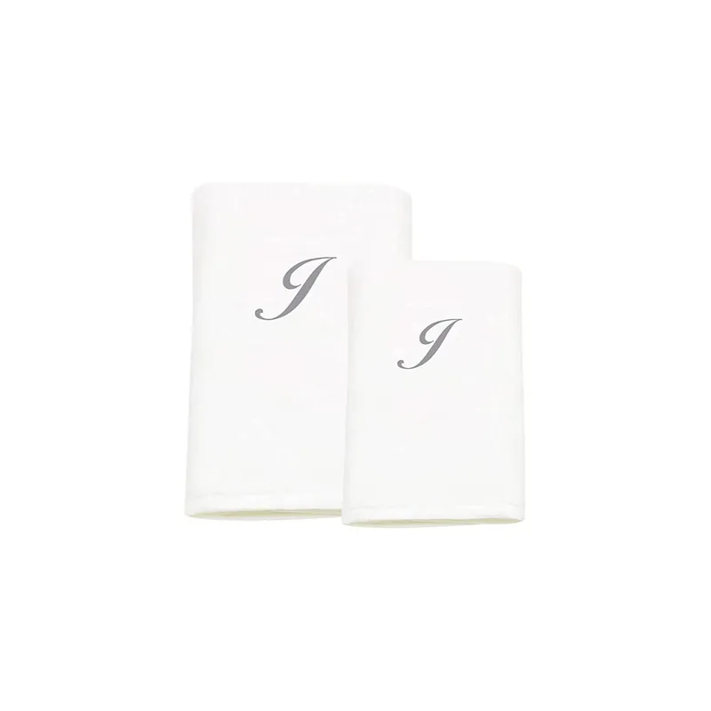 2-Piece Letter I Embroidery Cotton Bath And Hand Towel White 70x140cm