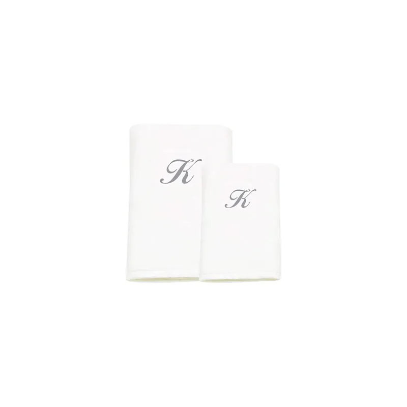 2-Piece Letter K Embroidery Cotton Bath And Hand Towel White 70x140cm