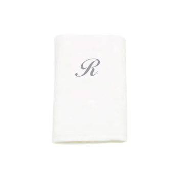 2-Piece Letter R Embroidery Cotton Bath And Hand Towel White 70x140cm