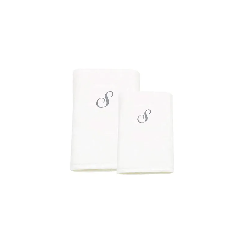 2-Piece Letter S Embroidery Cotton Bath And Hand Towel White 70x140cm