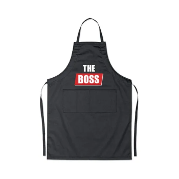 2-Piece The Boss Printed Apron Set Black/White/Red 98x69.5cm