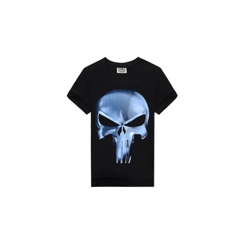 3D Print Round Collar Cotton T-shirt Black