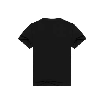 3D Print Round Collar Cotton T-shirt Black