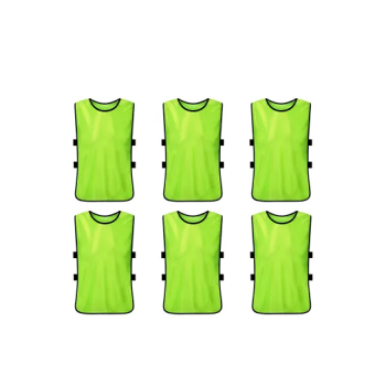 6 PCS Adults Soccer Pinnies Quick Drying Football Jerseys Sports Scrimmage Practice Sports Vest Team Training Bibs, Fluorescent Green