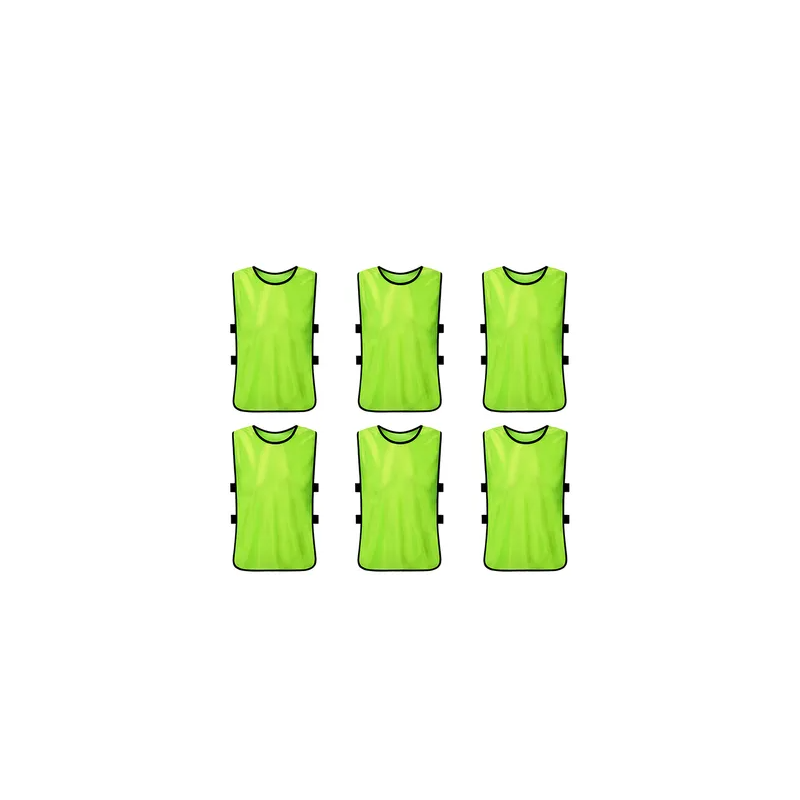 6 PCS Adults Soccer Pinnies Quick Drying Football Jerseys Sports Scrimmage Practice Sports Vest Team Training Bibs, Fluorescent Green
