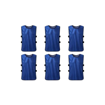6-Piece Soccer Pinnies Quick Drying Football Team Training Bibs, Dark Blue