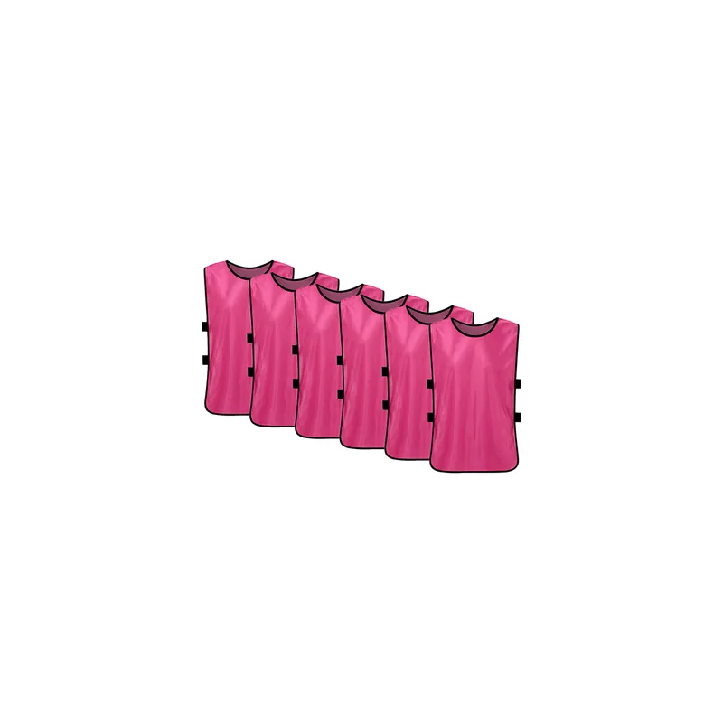6-Piece Soccer Pinnies Quick Drying Football Vest Team Training Bibs, Pink