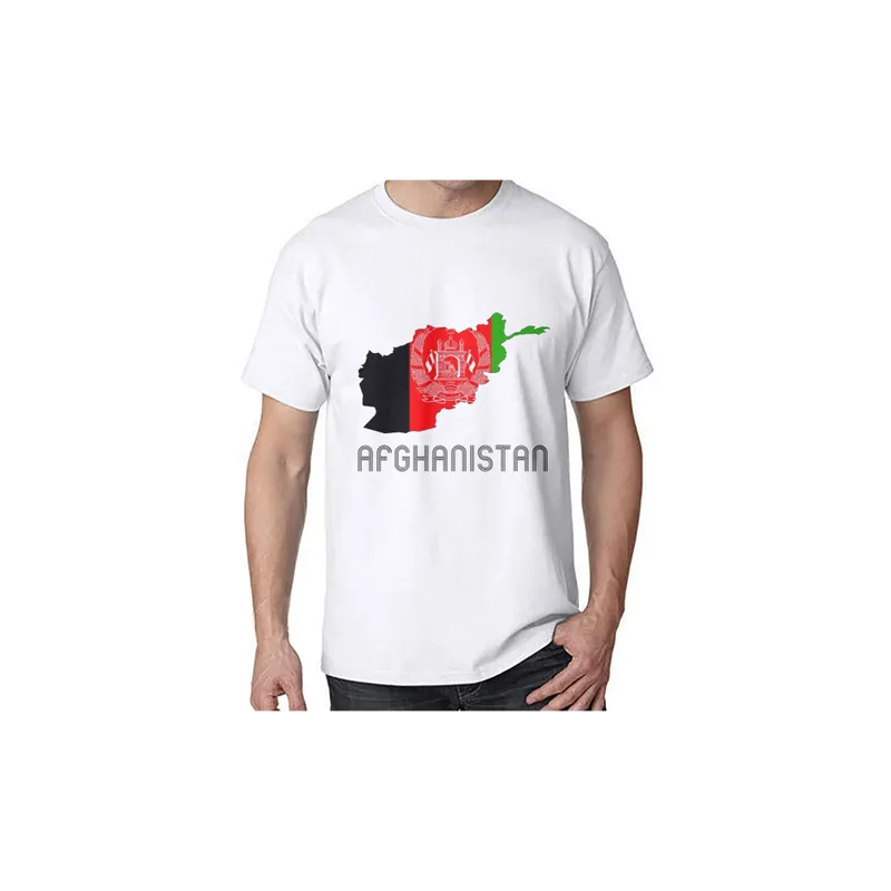 Afghanistan Round Neck Short Sleeve White T-shirt