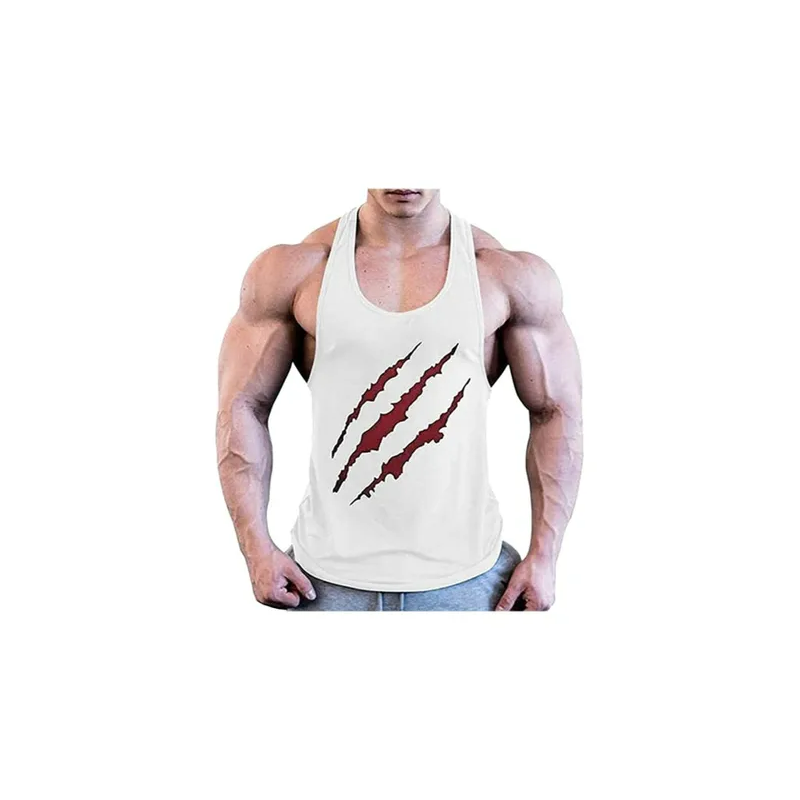 Men Fitness Tank Top Muscle Tees Scratch Pattern 3D Printed Sleeveless T-shirt Bodybuilding Gym Vest Tops