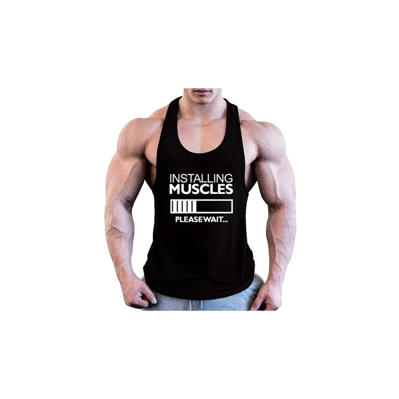 Men Tank Top Installing Muscles Fitness Body Building Sleeveless Printed T-shirt Top
