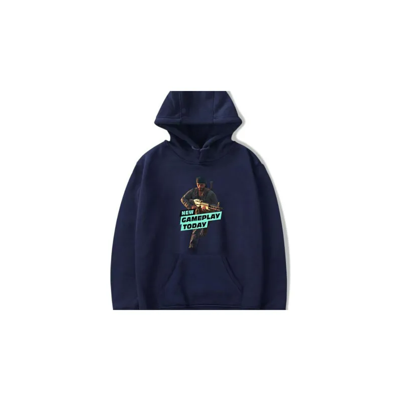 Men Fashion Game Figure Printing Sweatshirt Navy Blue