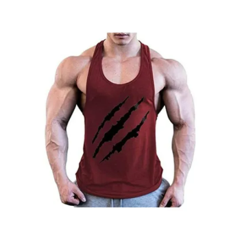 Men Fitness Tank Top Muscle Tees Scratch Pattern Printed Sleeveless T-shirt Top Bodybuilding Gym Sando