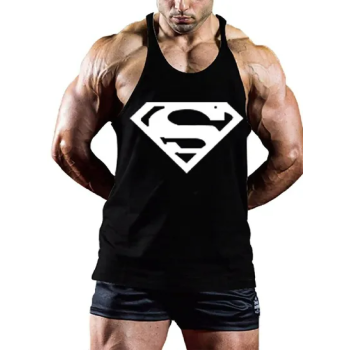 Men's Bodybuilding S Logo Vest Stringer Gym Black Sando Tank Top