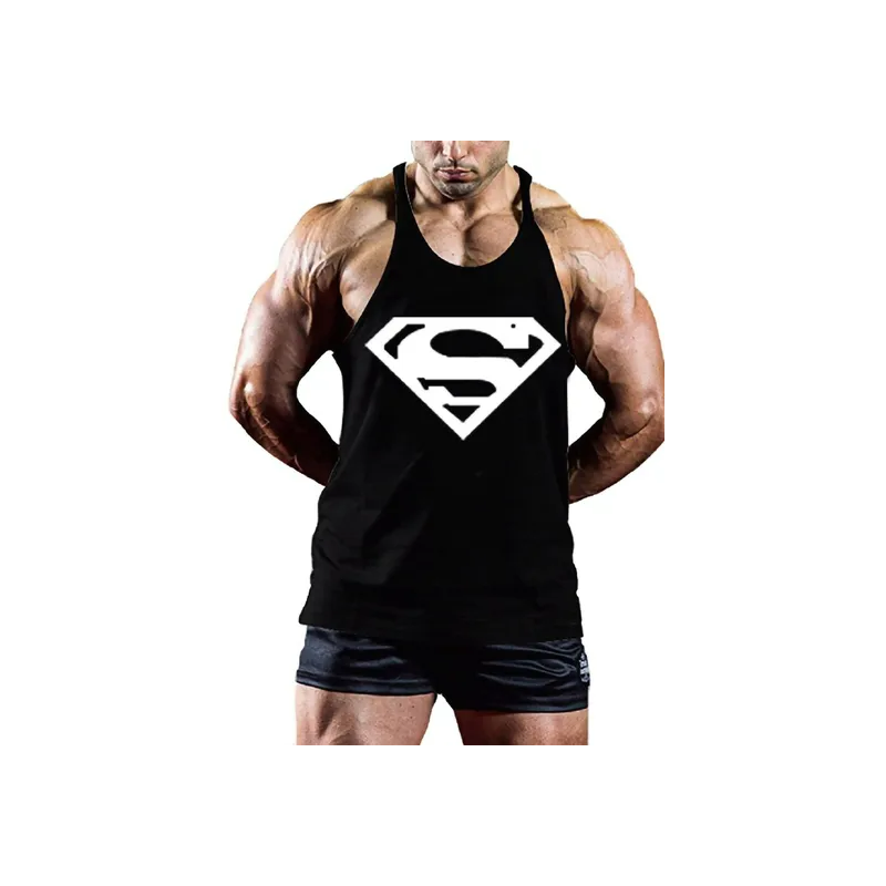 Men's Bodybuilding S Logo Vest Stringer Gym Black Sando Tank Top