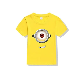 Minion Face Funny Kids Unisex Short Sleeve Round Neck Yellow T-shirt