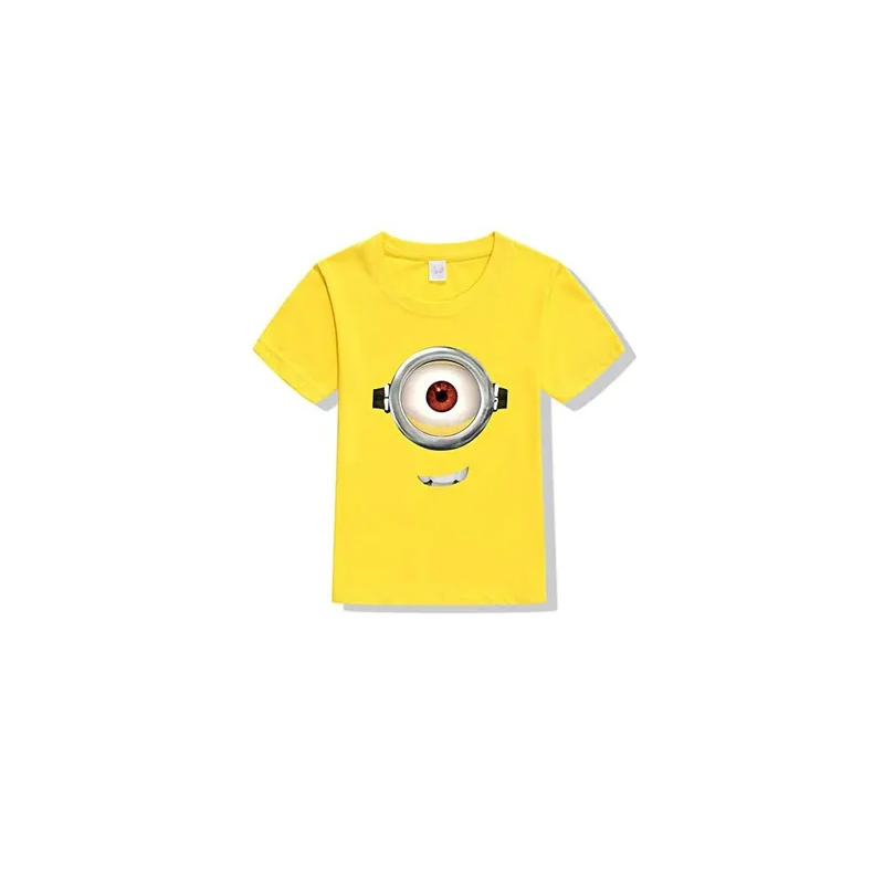 Minion Face Funny Kids Unisex Short Sleeve Round Neck Yellow T-shirt