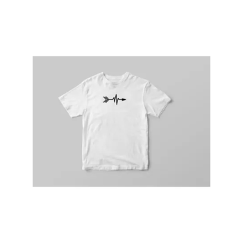 Minimal Arrow With Heart Beat Tattoo Unisex White T-shirt