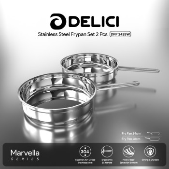 Delici DFP 2428W 2 PCS Stainless Steel Fry pan set