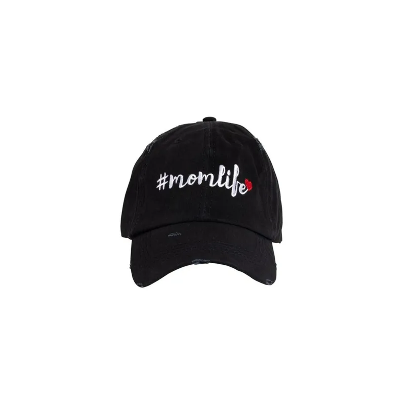 Mom Life Embroidered Black Baseball Cap