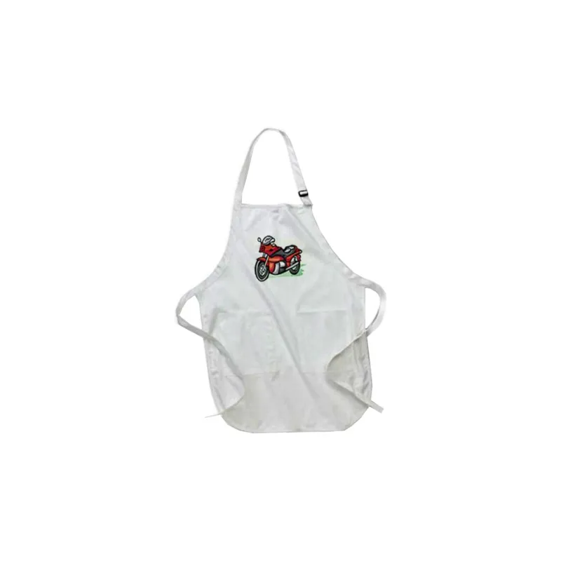 Motorcycle Printed Apron With Pockets 22 x 30inch White