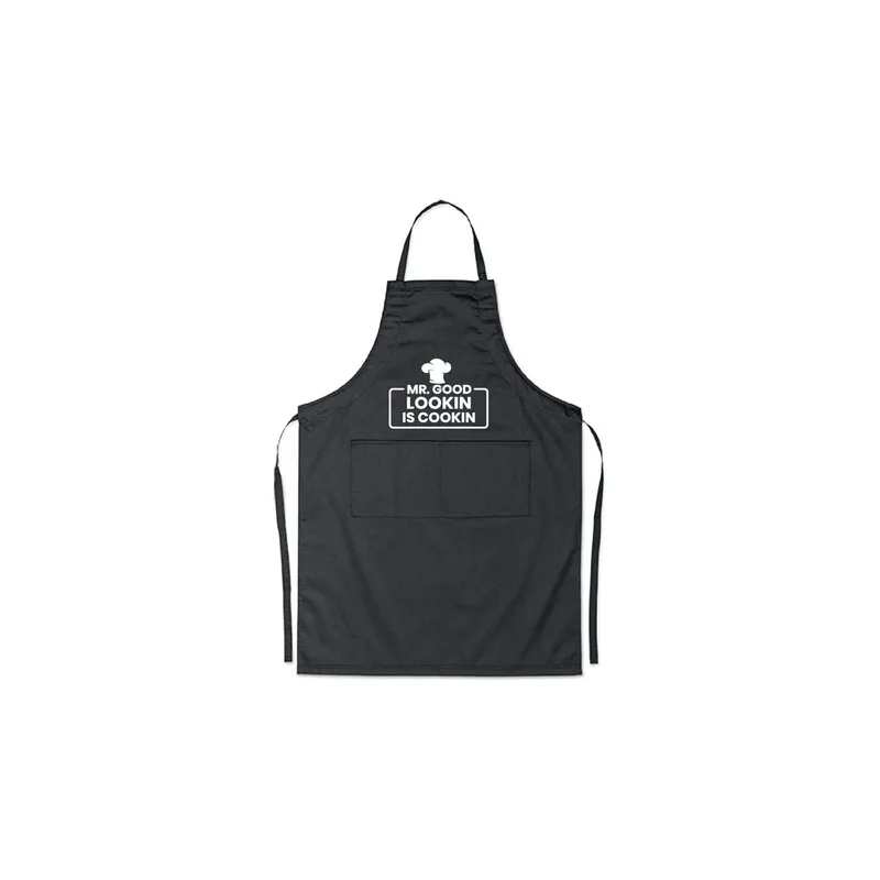 Mr. Good Lookin Is Cookin Printed Apron, Black/White, 98x69.5cm