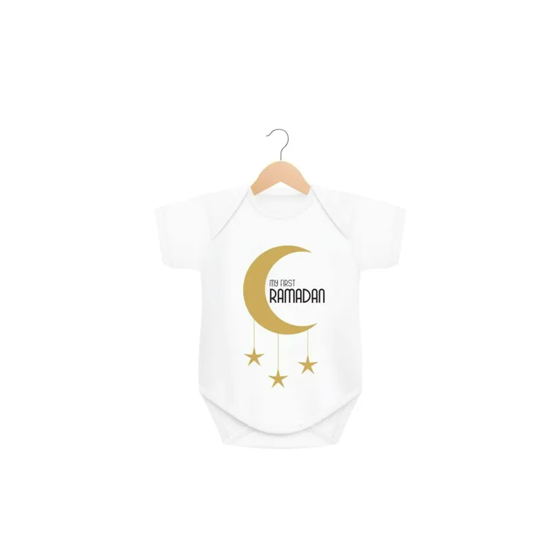 My First Ramadan Printed Cotton Round Neck Unisex Cotton Romper For Babies