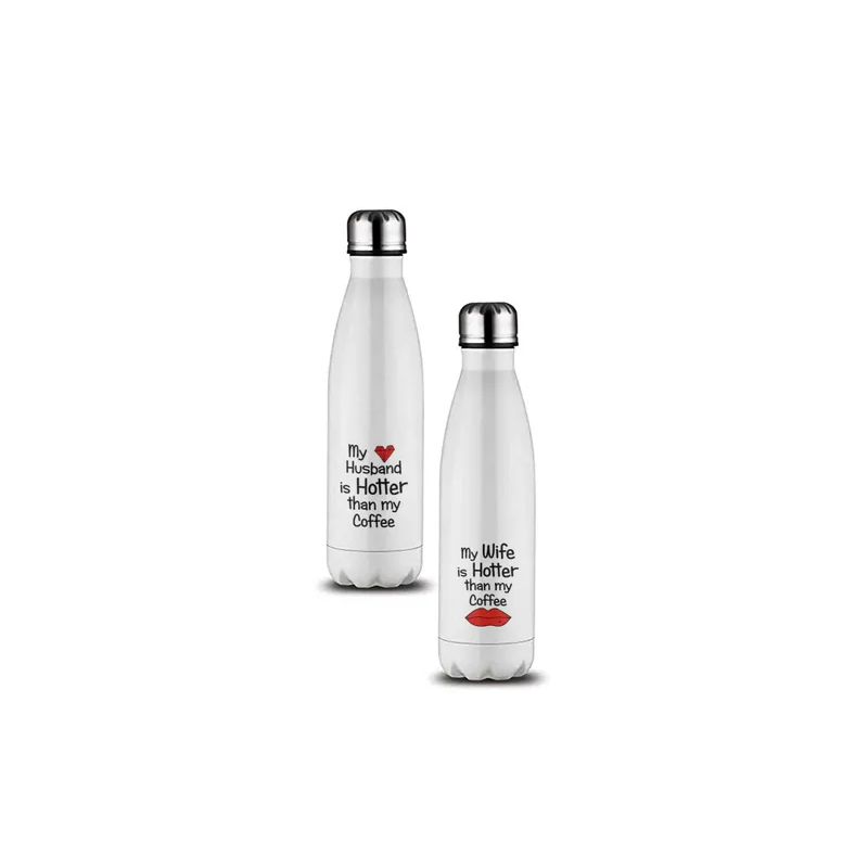 My Husband Is Hotter Than My Coffee Customized Couple Insulated Double Wall Vacuum Stainless Steel Water Bottle