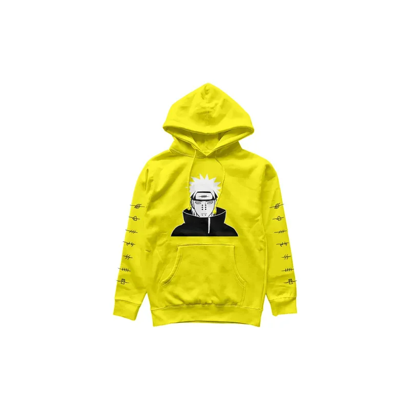 Naruto Akatsuki Pain Unisex Teens Long Casual Printing Yellow Hooded Top