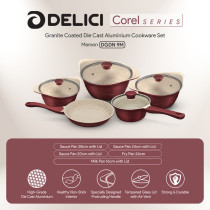Delici DGDN 9M Granite Coated Aluminum Non-Stick Cookware Set