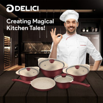 Delici DGDN 9M Granite Coated Aluminum Non-Stick Cookware Set