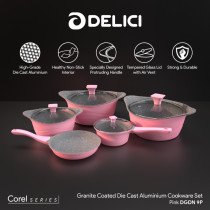Delici DGDN 9P Granite Coated Die Cast Aluminium Cookware Set