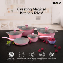 Delici DGDN 9P Granite Coated Die Cast Aluminium Cookware Set