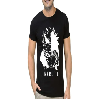 FMSTYLES Naruto Uzumaki Sasuke Short Sleeve T-shirt in Black