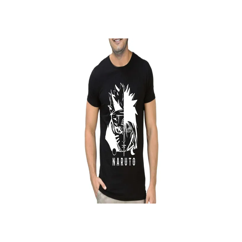 FMSTYLES Naruto Uzumaki Sasuke Short Sleeve T-shirt in Black