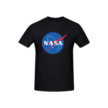Nasa Logo Printed Cotton Short Sleeve T-Shirt Black