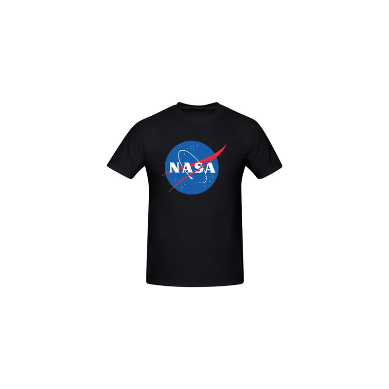 Nasa Logo Printed Cotton Short Sleeve T-Shirt Black