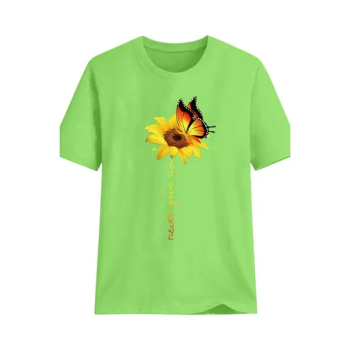 Never Give Up Letter Printed T-Shirt Fruit Green