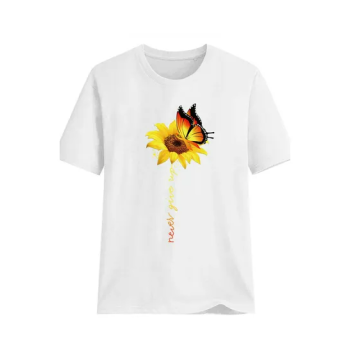 Never Give Up Letter Printed T-Shirt White