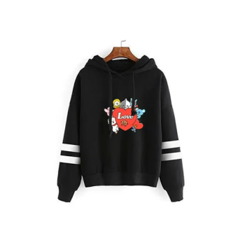New BT21 spring and autumn Love casual BTS sweater Hoodie for Unisex Adult Black
