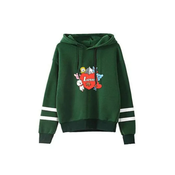 New BT21 spring and autumn Love casual BTS sweater Hoodie for Unisex Adult Green