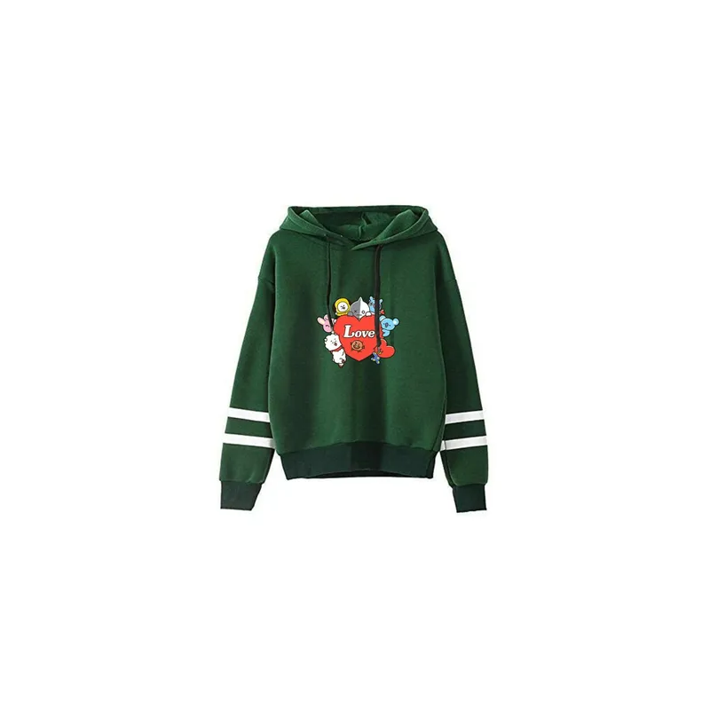 New BT21 spring and autumn Love casual BTS sweater Hoodie for Unisex Adult Green