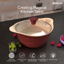 Delici DGDN SP24M Granite Coated Die-Cast Aluminum Non-Stick Saucepan