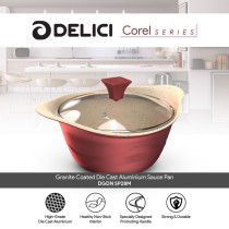 Delici DGDN SP28M Granite Coated Die-Cast Aluminum Non-Stick Saucepan