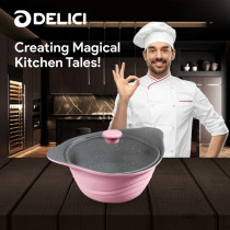 Delici DGDN SP28P Granite Coated Die-Cast Aluminum Non-Stick Saucepan