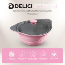 Delici DGDN SP28P Granite Coated Die-Cast Aluminum Non-Stick Saucepan