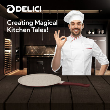 Delici DGDN TP27M Granite Coated Die-Cast Aluminum Non-Stick Tawa Pan